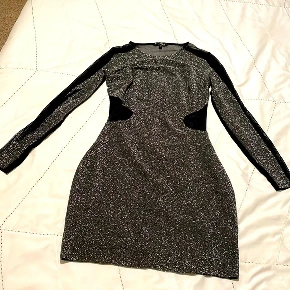Express | Dresses | Express Sparkle And Black Mesh Dress | Poshmark
